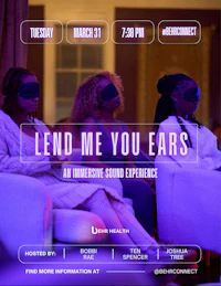 a flyer for lend me your ears